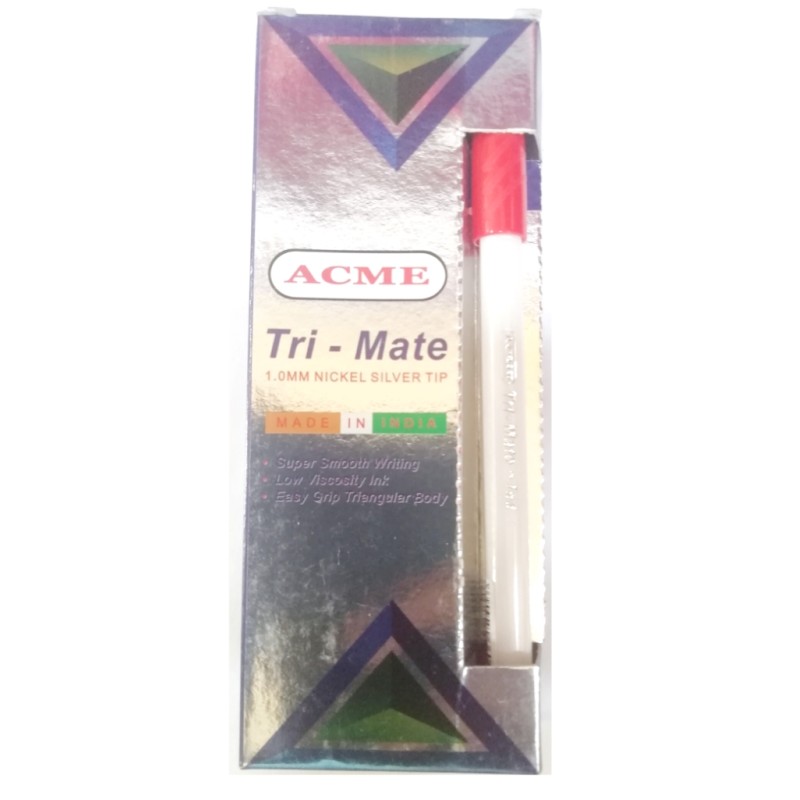 TRI-MATE  PEN - RED COLOR  - 10Pcs/SET (ACME)  - 367990