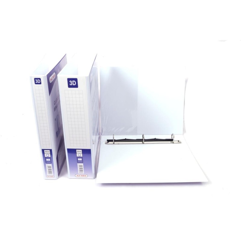 3D RING  - WHITE BINDER - ACME  - A4 SIZE (16mm,  - 65mm)